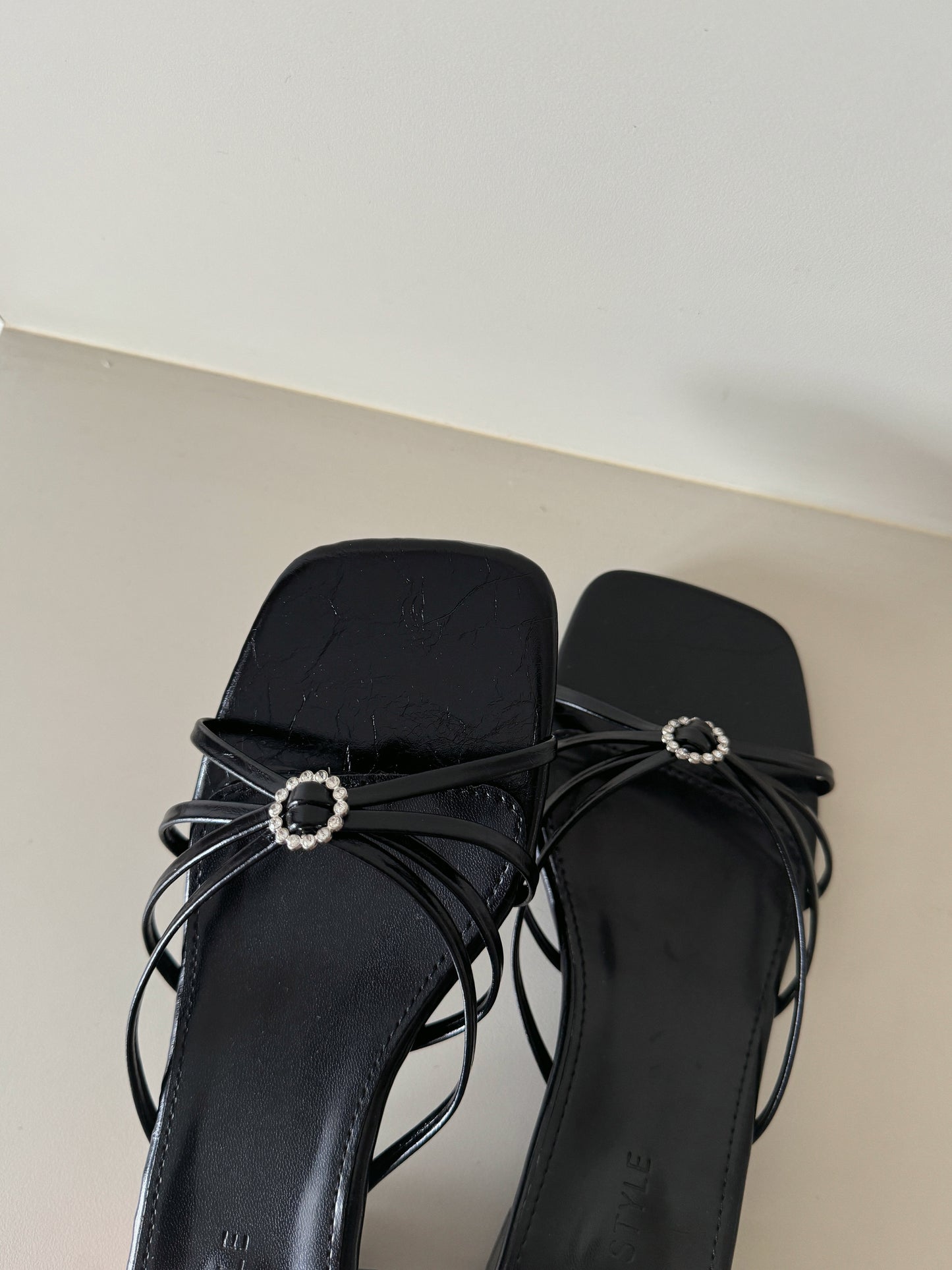 Willa Rhinestone Buckle Heels (Black)