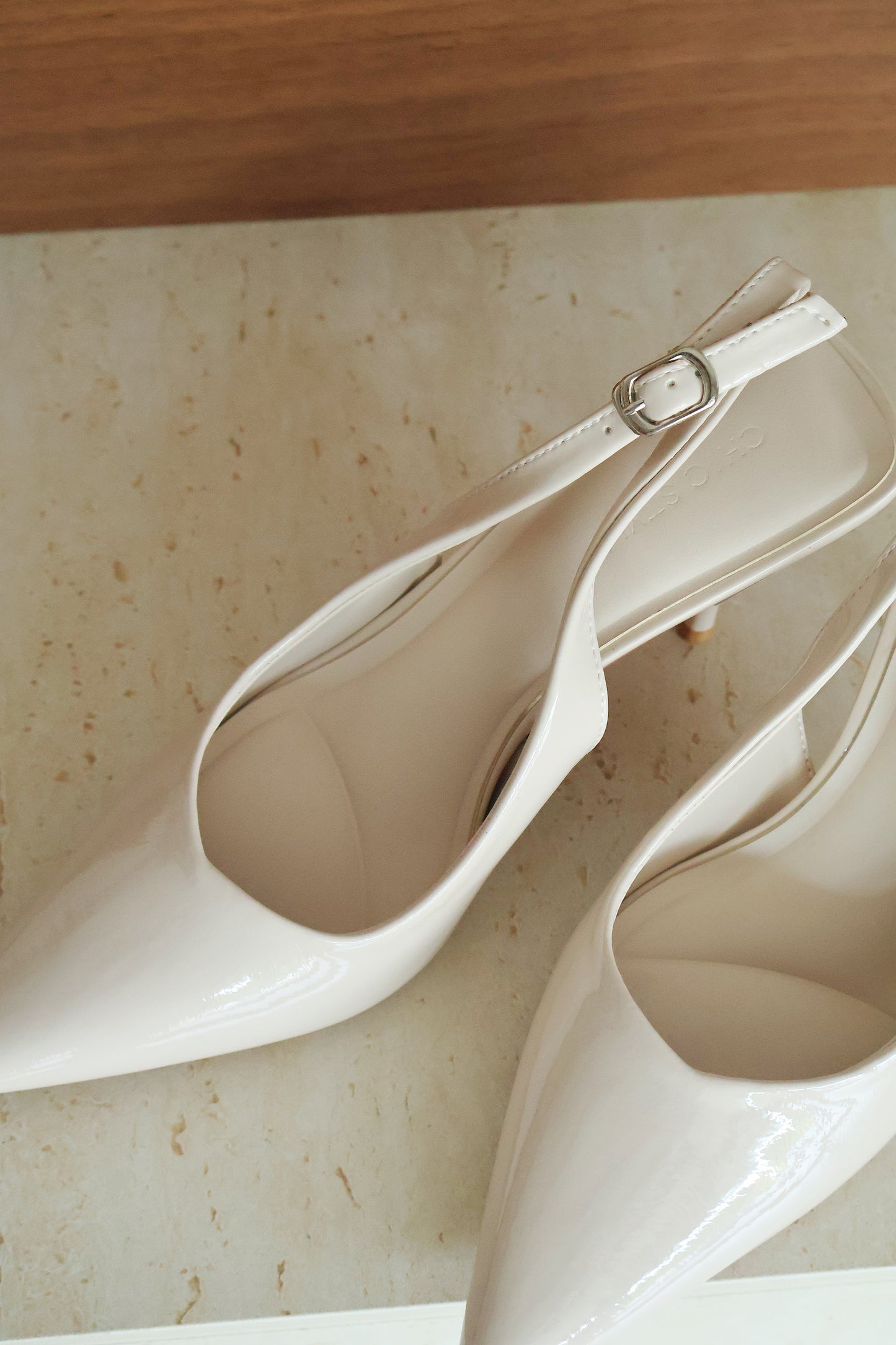 Aurelia Pointed Slingback Heels (Beige)