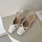 Jersey Bow Slingback Heels (Cream White)