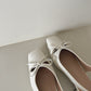 Jersey Bow Slingback Heels (Cream White)
