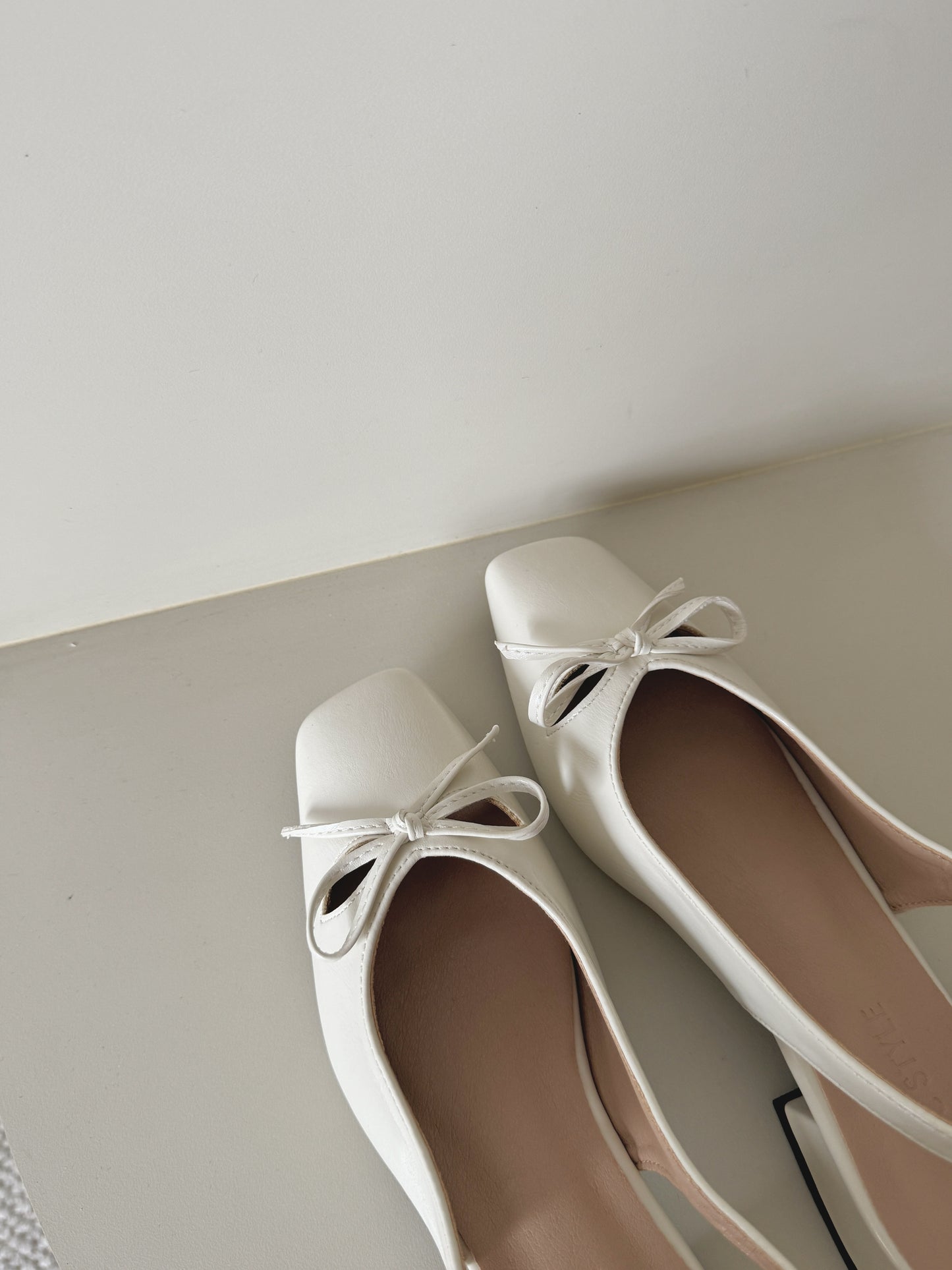 Jersey Bow Slingback Heels (Cream White)