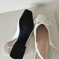 Jersey Bow Slingback Heels (Cream White)