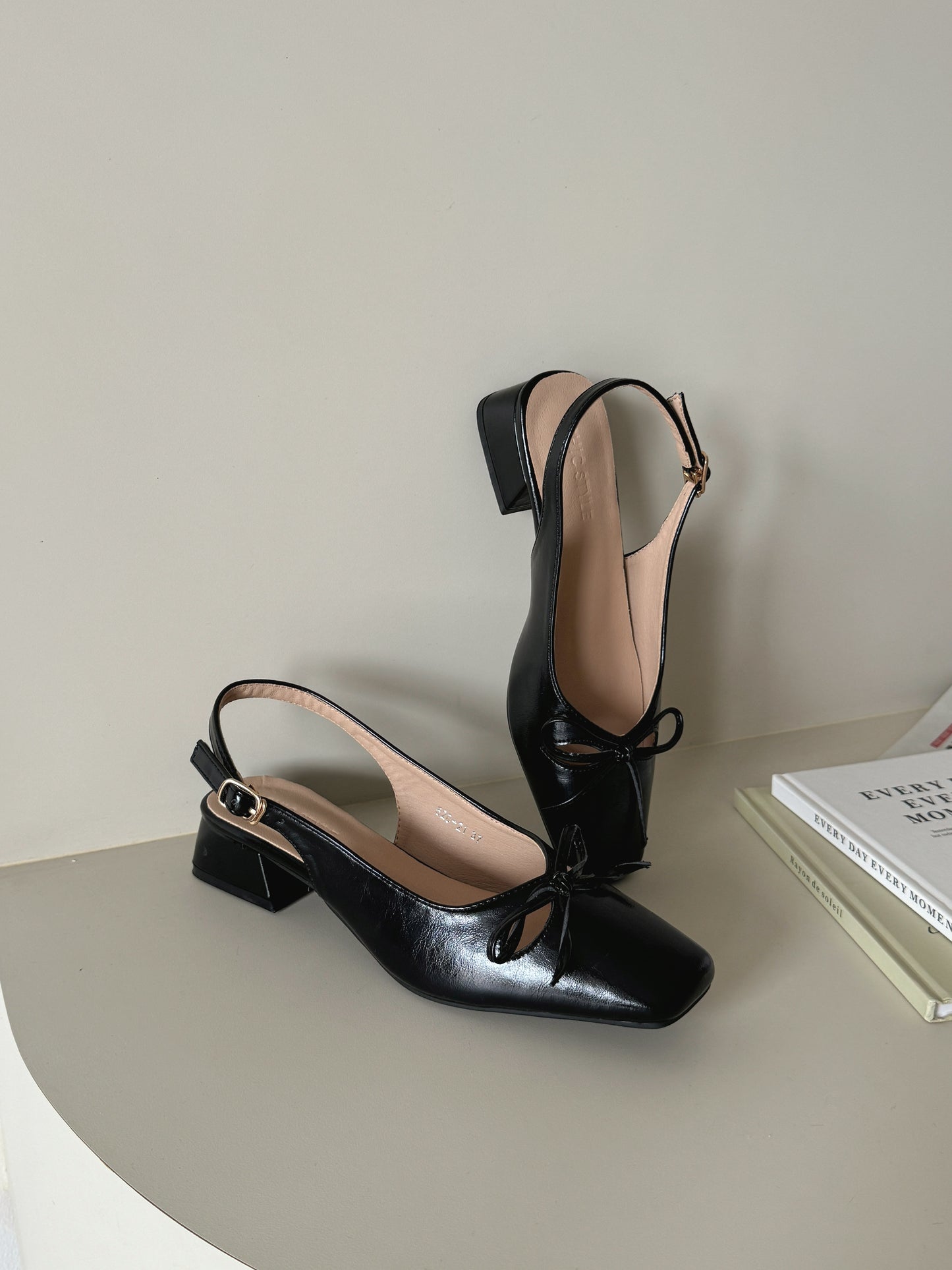 Jersey Bow Slingback Heels (Black)