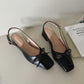 Jersey Bow Slingback Heels (Black)