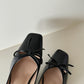 Jersey Bow Slingback Heels (Black)