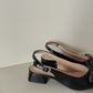 Jersey Bow Slingback Heels (Black)