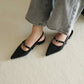 Liza Pointed Slingback Flats (Black)