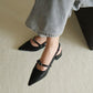 Liza Pointed Slingback Flats (Black)