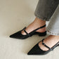 Liza Pointed Slingback Flats (Black)
