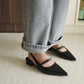 Liza Pointed Slingback Flats (Black)