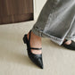 Liza Pointed Slingback Flats (Black)