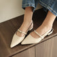 Liza Pointed Slingback Flats (Cream White)