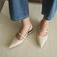 Liza Pointed Slingback Flats (Cream White)