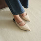 Liza Pointed Slingback Flats (Cream White)
