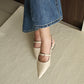 Liza Pointed Slingback Flats (Cream White)