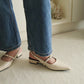 Liza Pointed Slingback Flats (Cream White)