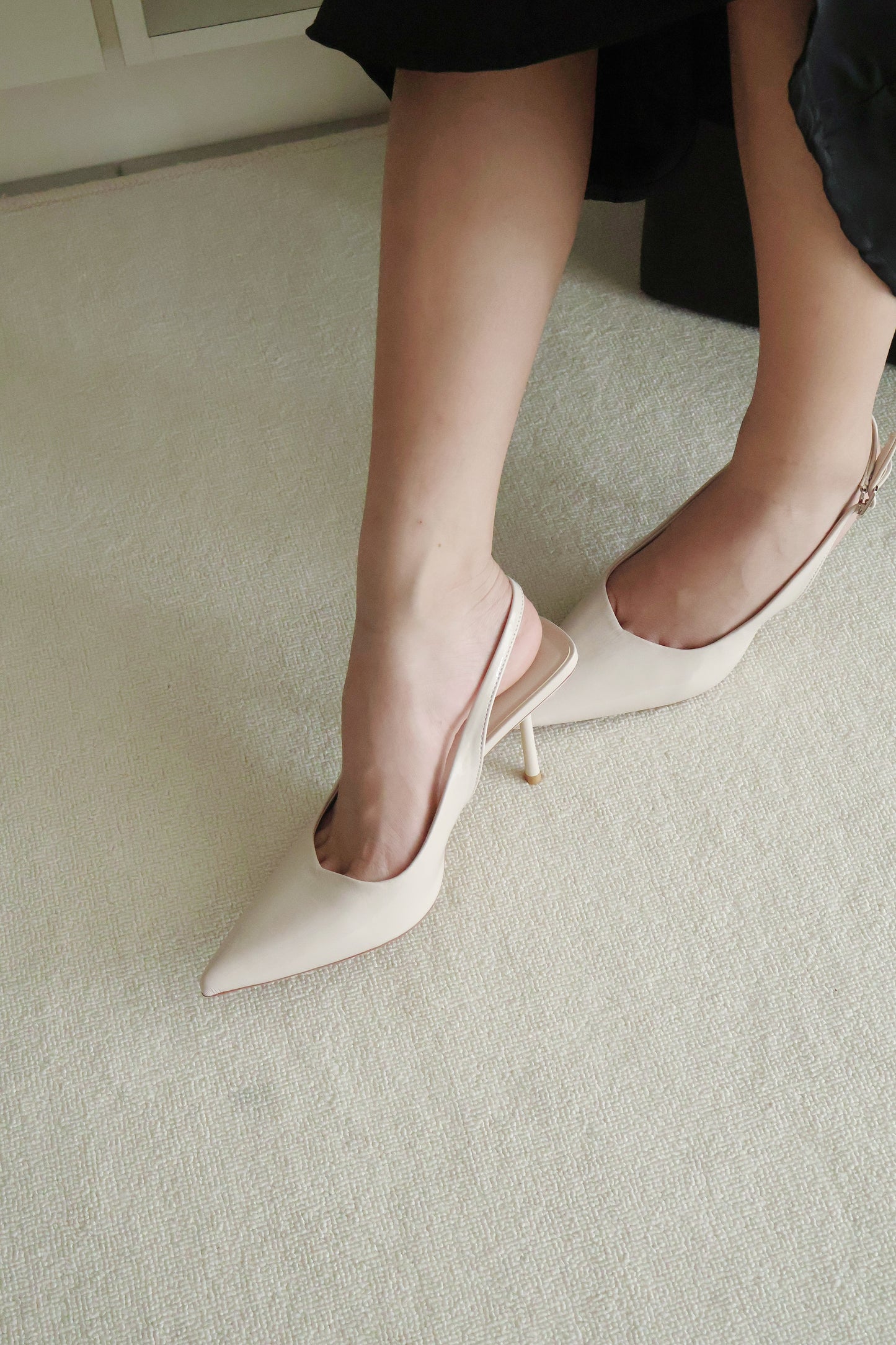 Aurelia Pointed Slingback Heels (Beige)