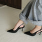 Aurelia Pointed Slingback Heels (Black)
