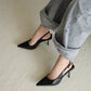 Aurelia Pointed Slingback Heels (Black)