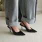 Aurelia Pointed Slingback Heels (Black)