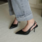 Aurelia Pointed Slingback Heels (Black)