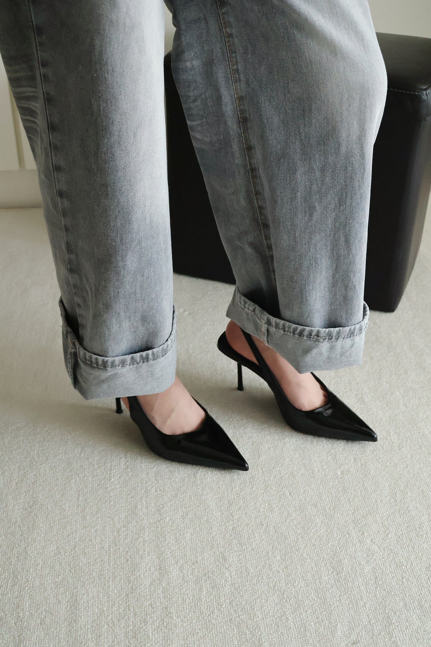 Aurelia Pointed Slingback Heels (Black)