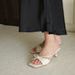 Yunice Bow Strappy Heels (Cream White)