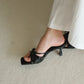 Yunice Bow Strappy Heels (Black)