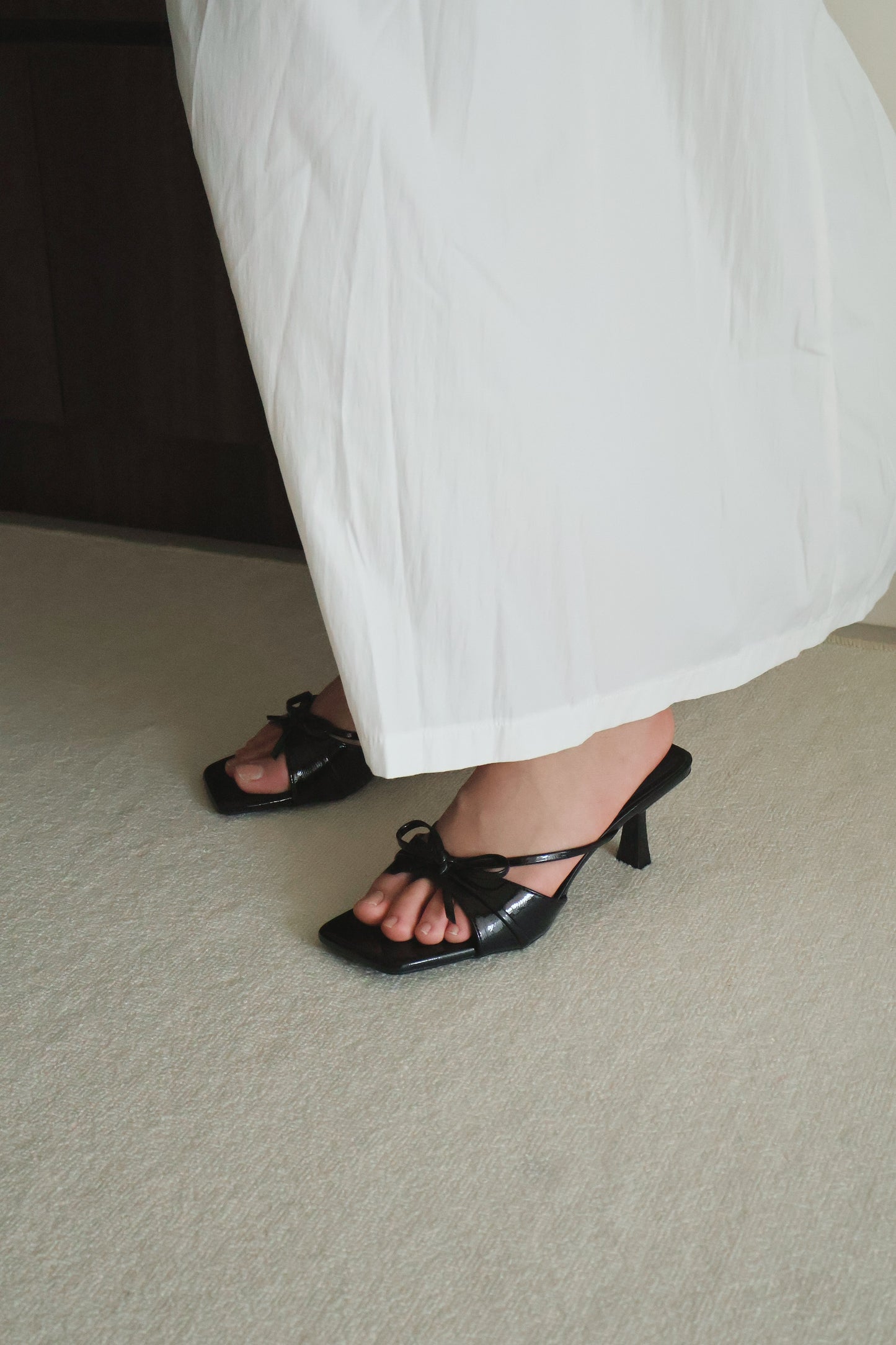 Yunice Bow Strappy Heels (Black)