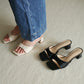 Rose Slip On Middle Heels (Cream White)