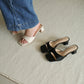 Rose Slip On Middle Heels (Cream White)