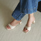 Rose Slip On Middle Heels (Cream White)