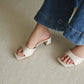 Rose Slip On Middle Heels (Cream White)