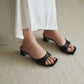 Rose Slip On Middle Heels (Black)