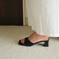 Rose Slip On Middle Heels (Black)
