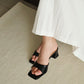 Rose Slip On Middle Heels (Black)