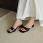 Rose Slip On Middle Heels (Black)