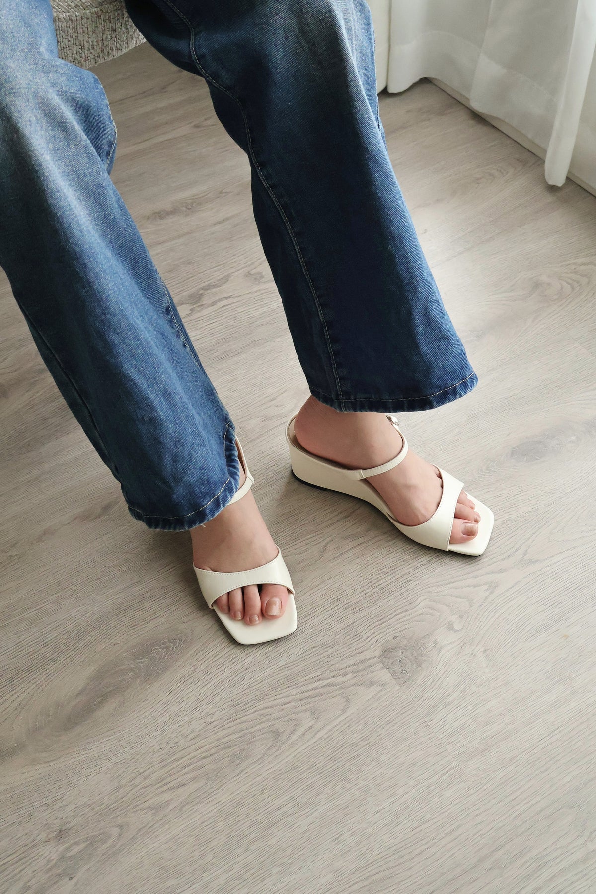 Asther Slip On Wedges (Cream White)