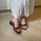 Chelsey Patent Bow Sandals (Burgundy)