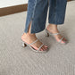 Klarra Rhinestone Strappy Heels (Grey)