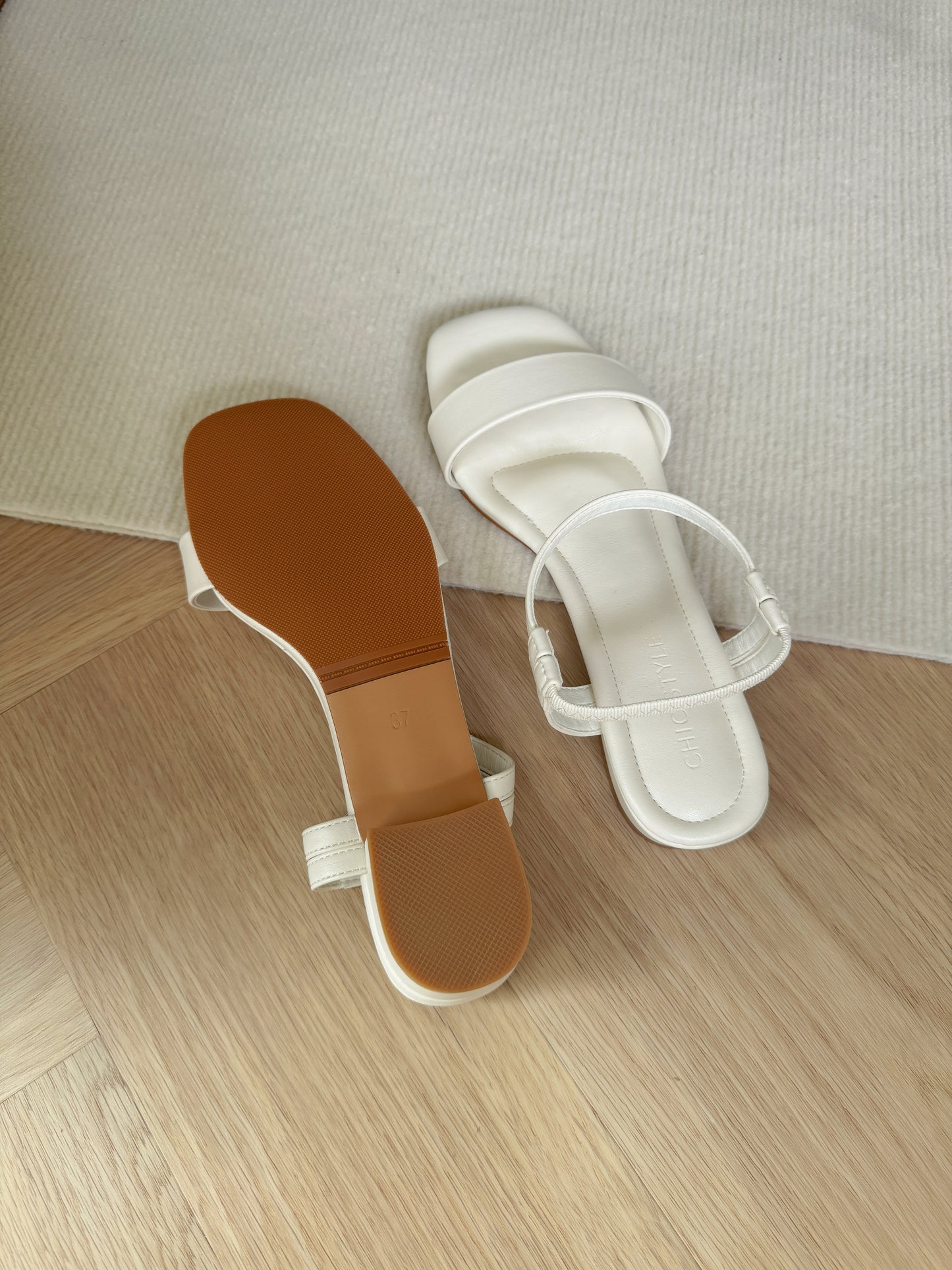 Tavia Slide Slingback Sandals (Cream White)