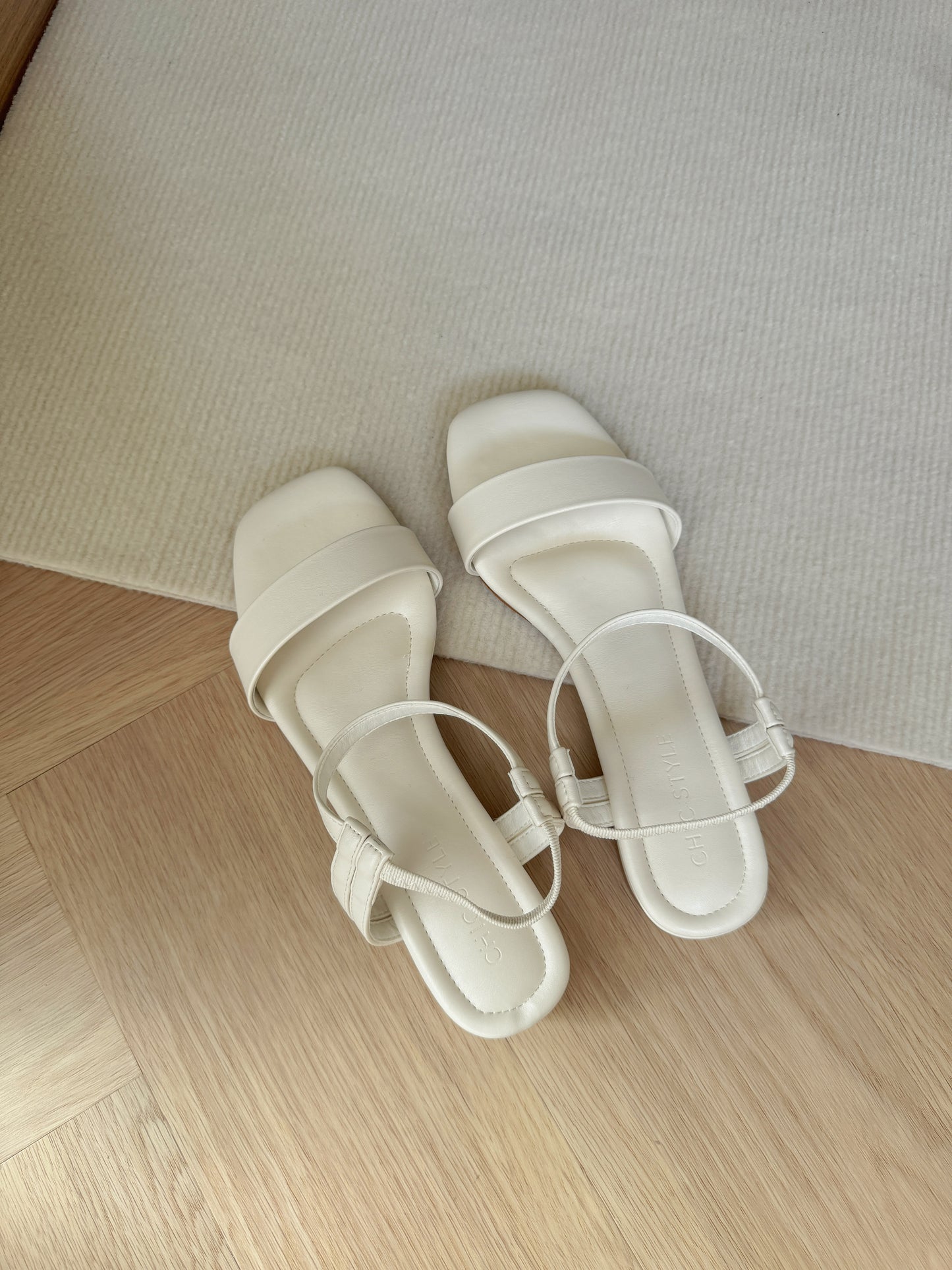 Tavia Slide Slingback Sandals (Cream White)