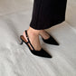 Nerissa Pointed Slingback Heels (Black)