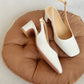 Stephy Slingback Middle Heels Pumps (White)