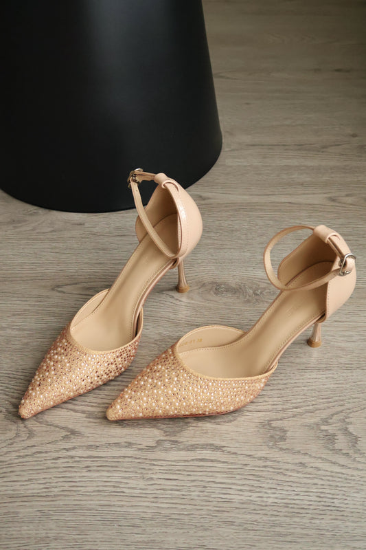 Miyeon Glitter Pointed Heels (Nude)