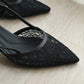 Maia Lace Slingback Heels (Black)