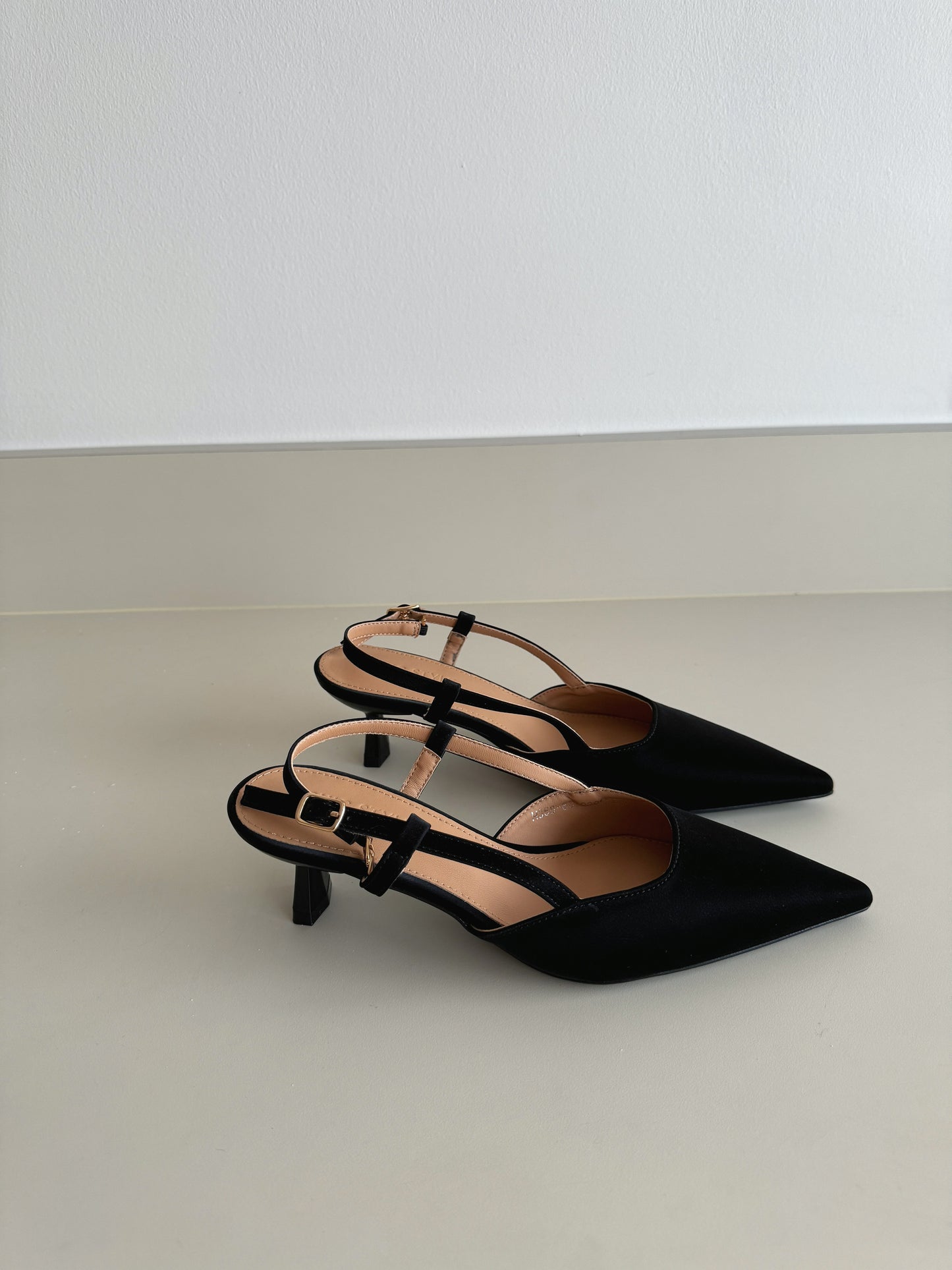 Nerissa Pointed Slingback Heels (Black)