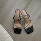 Klarra Rhinestone Strappy High Heels (Black)