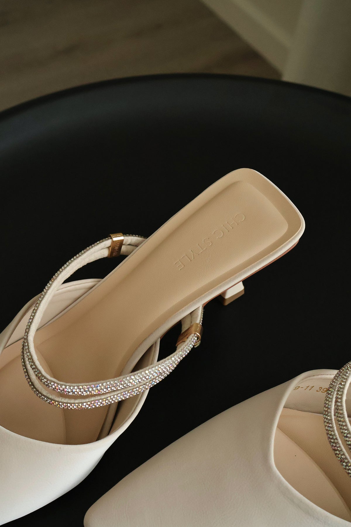 Clarisse Rhinestone Pointed Heels (Cream White)