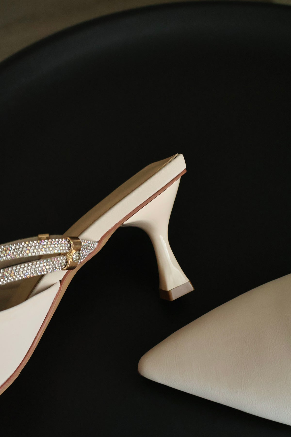 Clarisse Rhinestone Pointed Heels (Cream White)